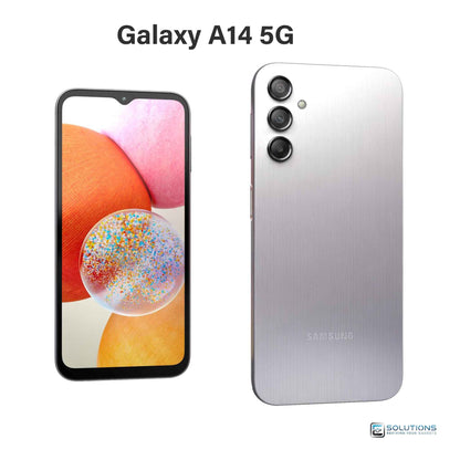 Samsung Galaxy A14 Silver — elegant unlocked device, sold in 64GB and 128GB variants for wholesale and retail customers