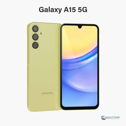 Samsung Galaxy A15 Yellow — bold and cheerful color variant, unlocked device available in 128GB and 64GB storage for both wholesale and retail customers