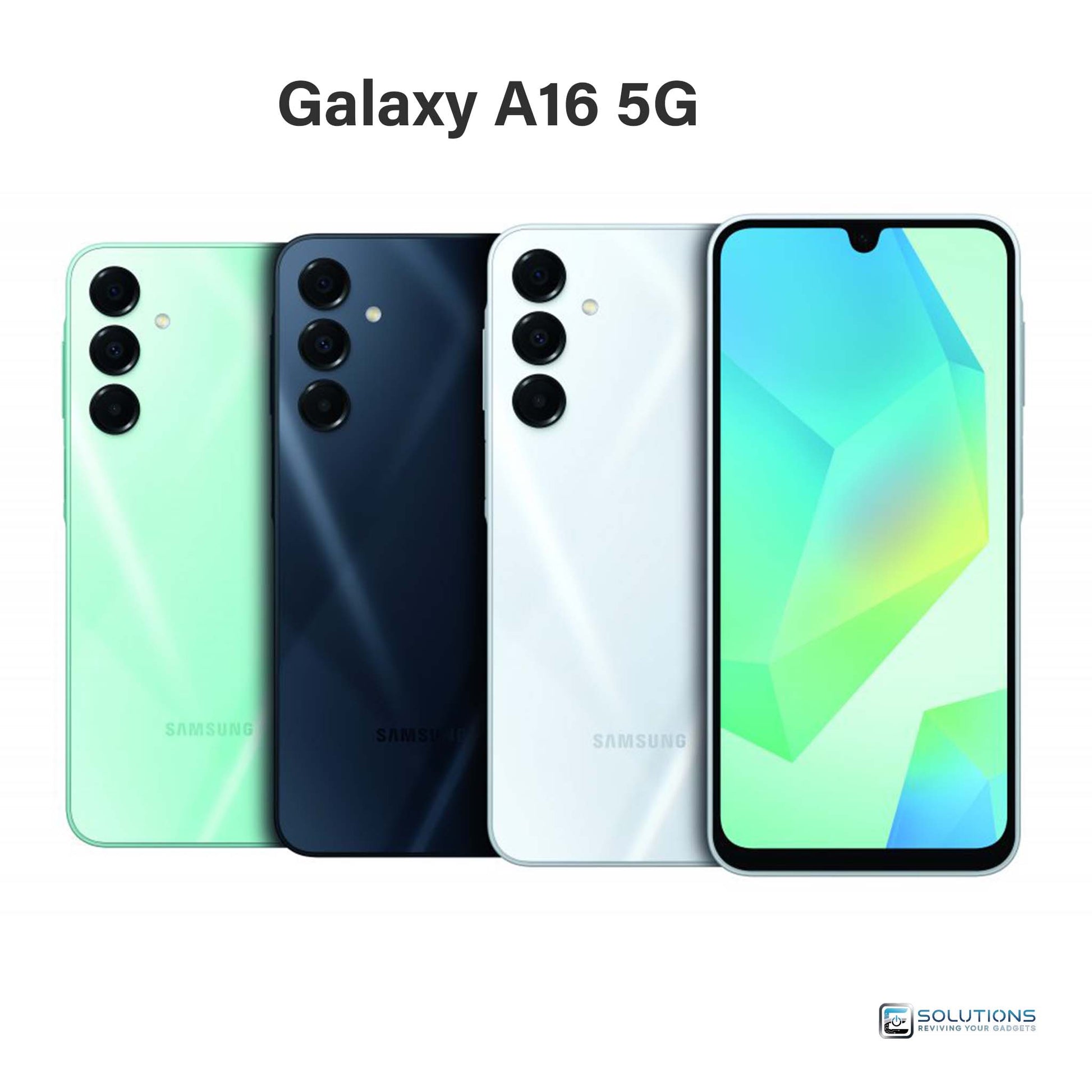 Samsung Galaxy A16 lineup in Blue Black and Light Gray — unlocked budget smartphones for retail and wholesale with 128GB and 256GB storage