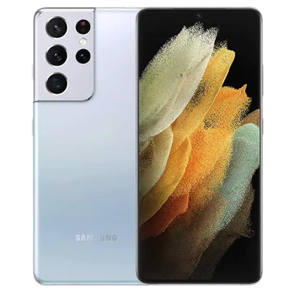 Samsung Galaxy S21 Ultra in Phantom Silver — elegant unlocked Android phone offered for retail and wholesale in 128GB, 256GB, and 512GB models