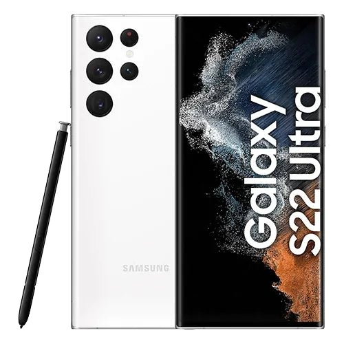 Samsung Galaxy S22 Ultra Phantom White — elegant unlocked smartphone, offered in 128GB, 256GB, 1TB and 512GB models for wholesale and retail buyers