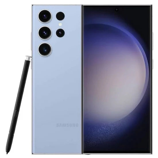 Samsung Galaxy S23 Ultra in Sky Blue — standout flagship phone, factory unlocked, available in 256GB, 512GB, and 1TB storage for retail and wholesale buyers