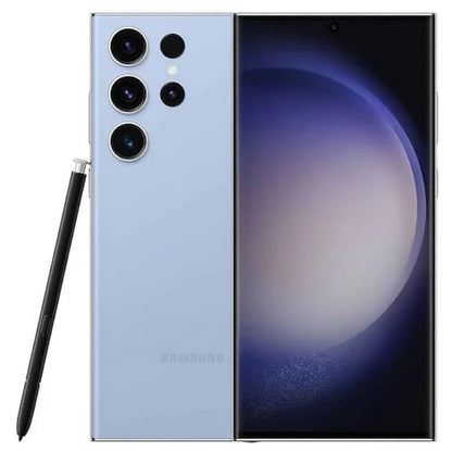 Samsung Galaxy S23 Ultra in Sky Blue — standout flagship phone, factory unlocked, available in 256GB, 512GB, and 1TB storage for retail and wholesale buyers