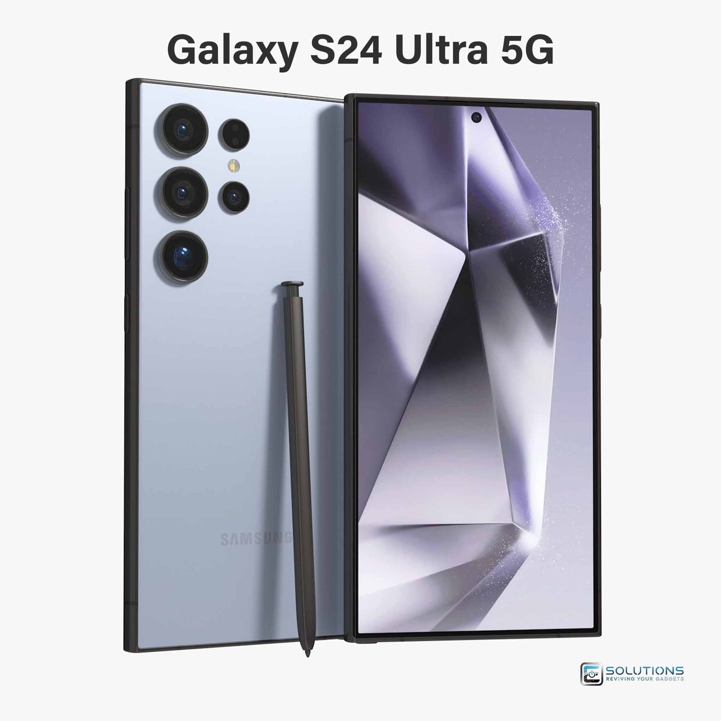 Samsung Galaxy S24 Ultra Titanium Blue — unique color offered online, unlocked device available in 256 GB, 512 GB, and 1 TB storage for retail and wholesale buyers
