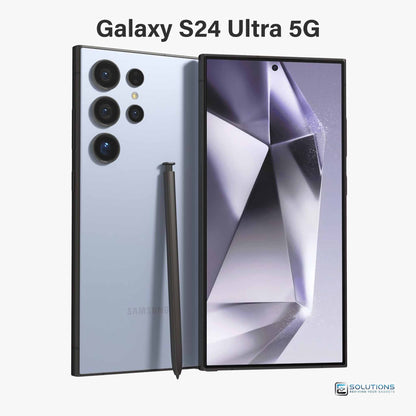 Samsung Galaxy S24 Ultra Titanium Blue — unique color offered online, unlocked device available in 256 GB, 512 GB, and 1 TB storage for retail and wholesale buyers