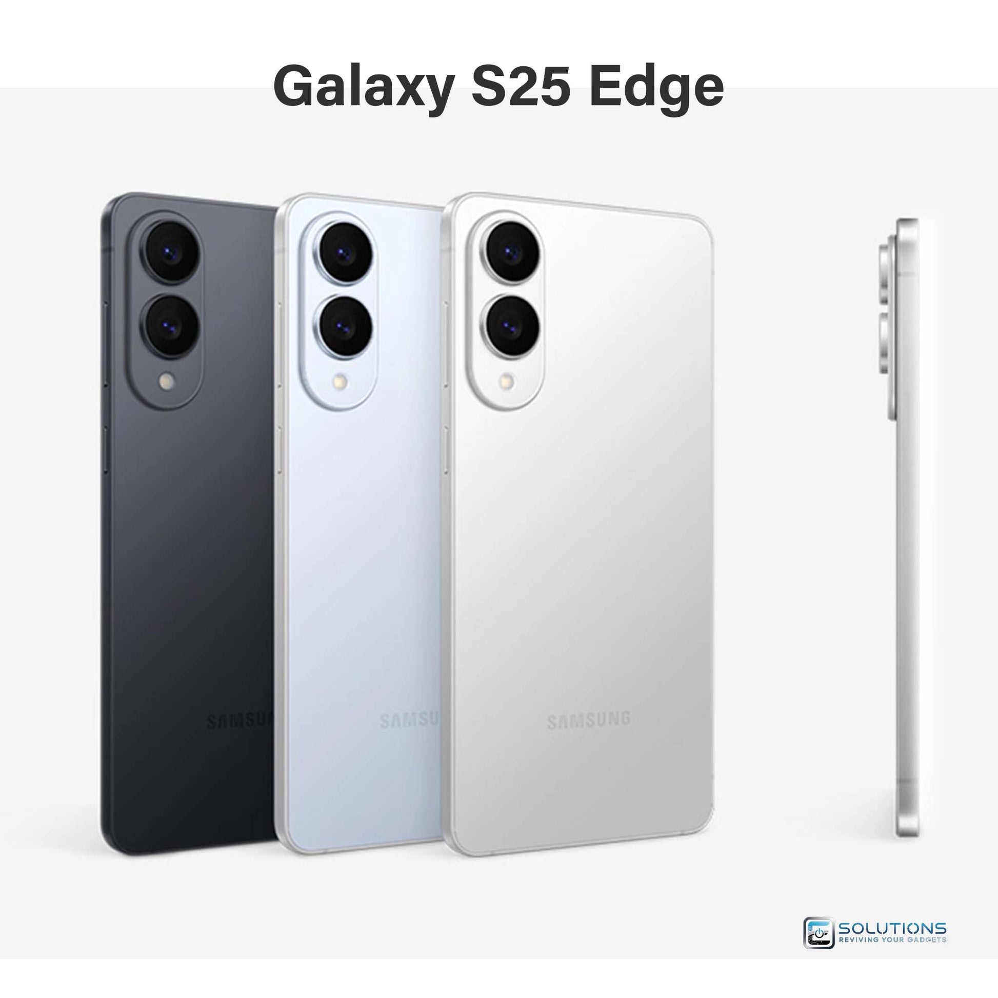 Samsung Galaxy S25 Edge lineup in Titanium Icy Blue, Titanium Silver, and Titanium Jet Black — ultra-thin unlocked phones for retail and wholesale in 256 GB and 512 GB