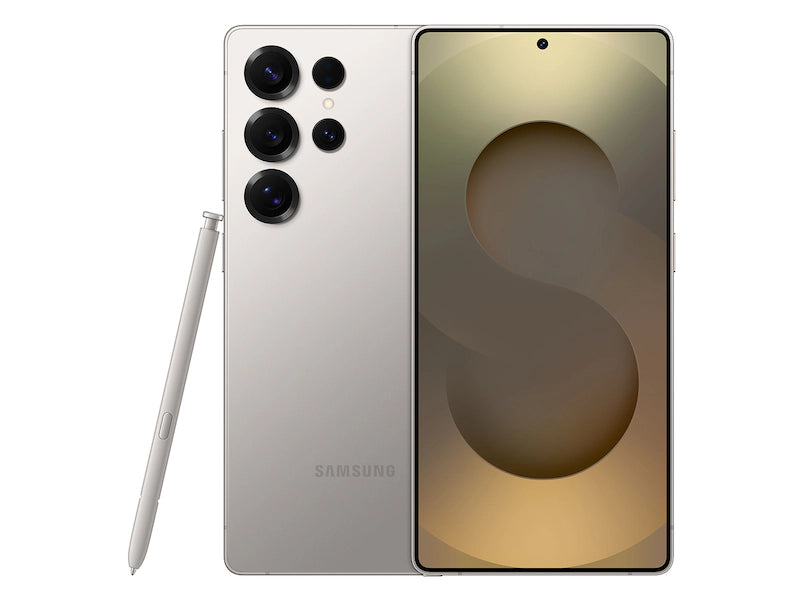 Samsung Galaxy S25 Ultra Titanium Gray — professional, muted titanium finish, unlocked and stocked for retail and wholesale in 256GB, 512GB, and 1TB