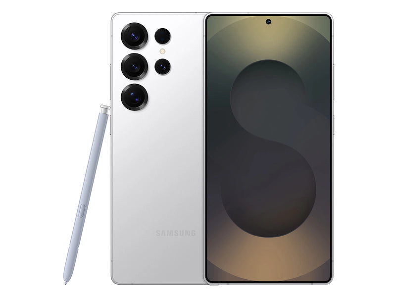 Samsung Galaxy S25 Ultra Titanium Whitesilver — clean and refined unlocked phone, available with 256GB, 512GB, or 1TB storage for wholesale and retail