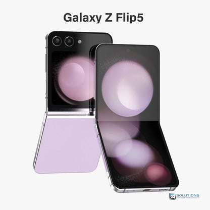 Samsung Galaxy Z Flip 5 Lavender — modern pastel unlocked smartphone, available with 256GB and 512GB storage