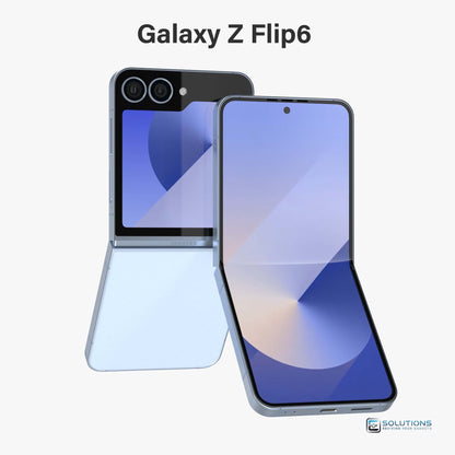 Samsung Galaxy Z Flip 6 Blue — stylish unlocked device, sold in 256GB and 512GB for wholesale and retail customers