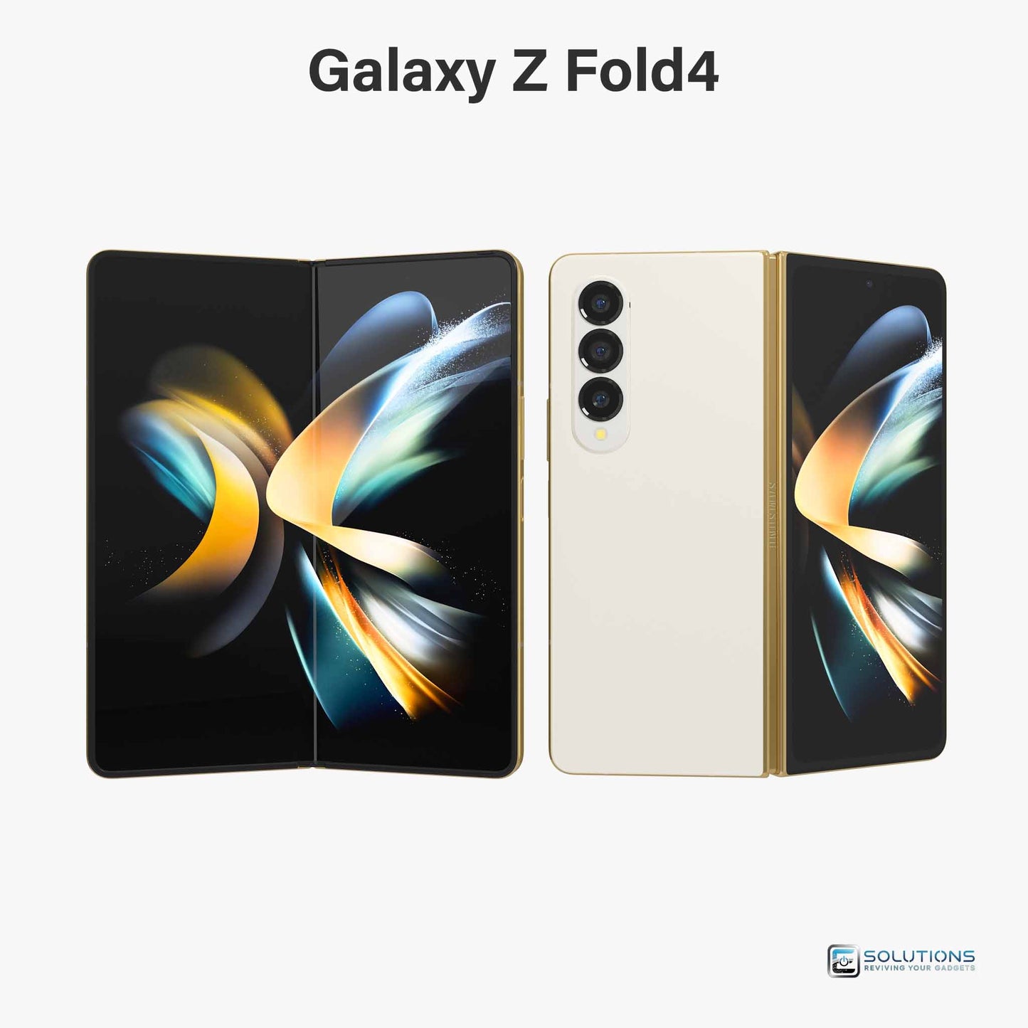 Samsung Galaxy Z Fold 4 in Beige — elegant neutral color, unlocked foldable device offered in 256GB, 512GB, and 1TB storage for wholesale and retail buyers