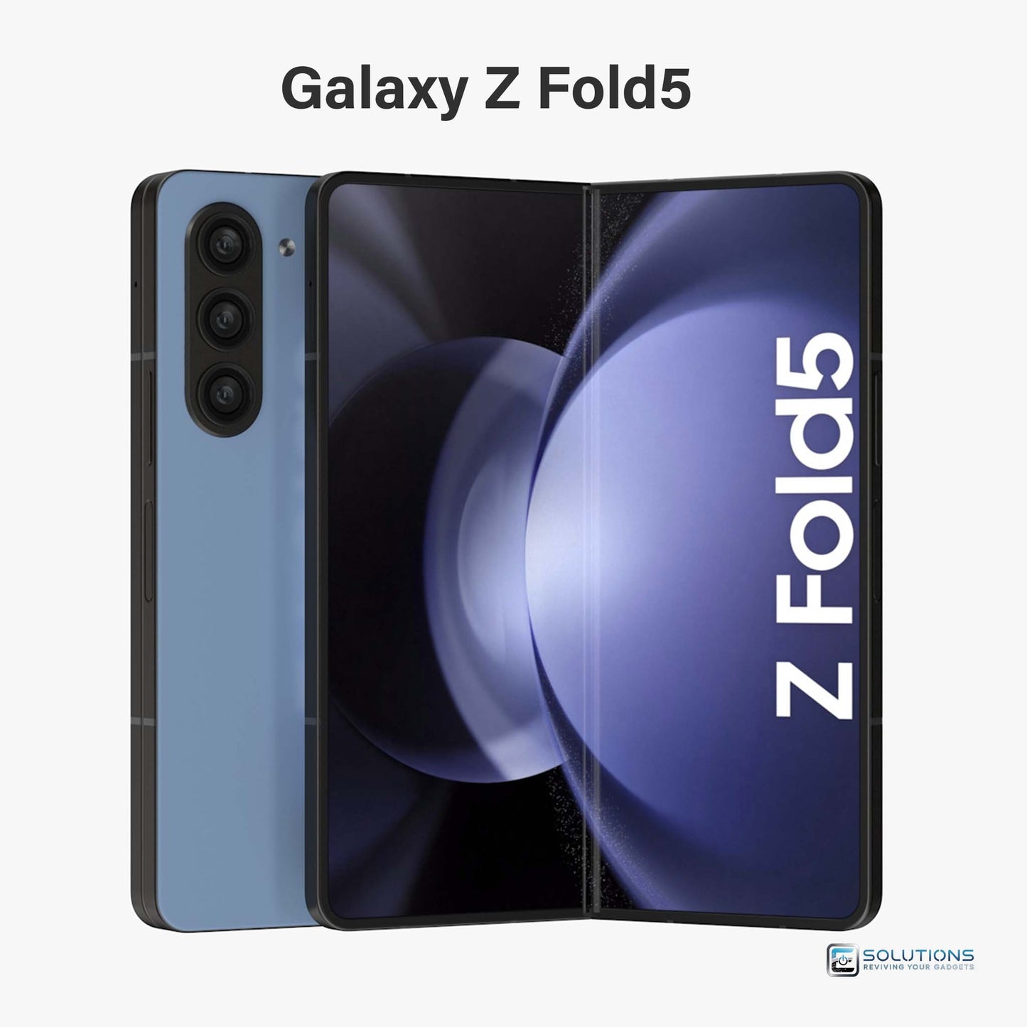 Samsung Galaxy Z Fold 5 Blue — Samsung.com exclusive finish, unlocked foldable device sold for retail and wholesale in 256GB, 512GB, and 1TB