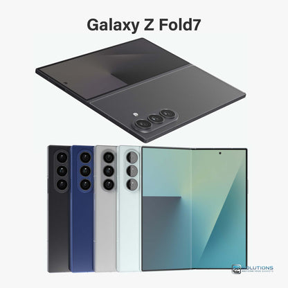 Samsung Galaxy Z Fold 7 lineup in Blue Shadow, Silver Shadow, Jet Black, Mint, and Coral Red — unlocked foldable phones for retail and wholesale in 256GB, 512GB, and 1TB storage