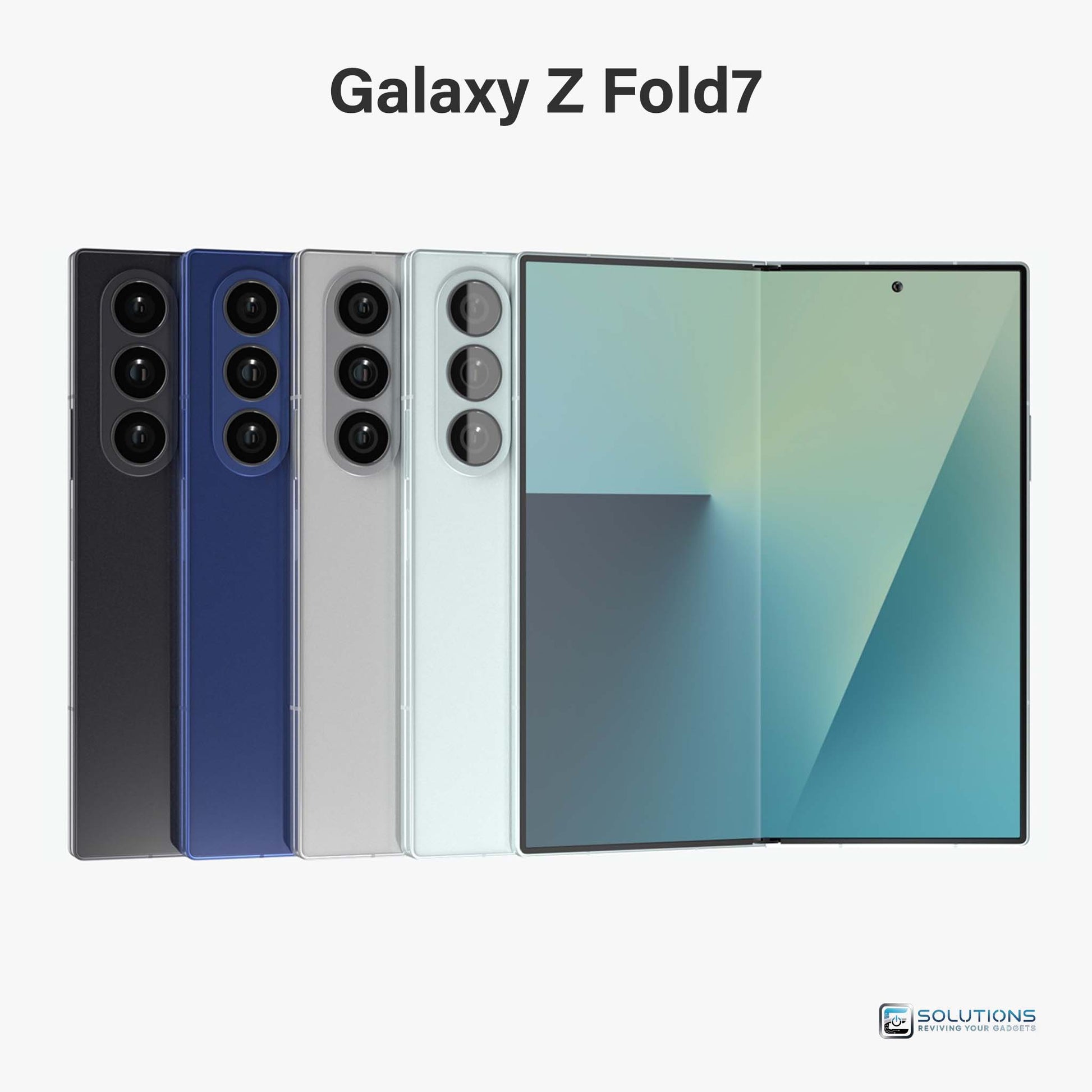 Samsung Galaxy Z Fold 7 lineup in Blue Shadow, Silver Shadow, Jet Black, Mint, and Coral Red — unlocked foldable phones for retail and wholesale in 256GB, 512GB, and 1TB storage