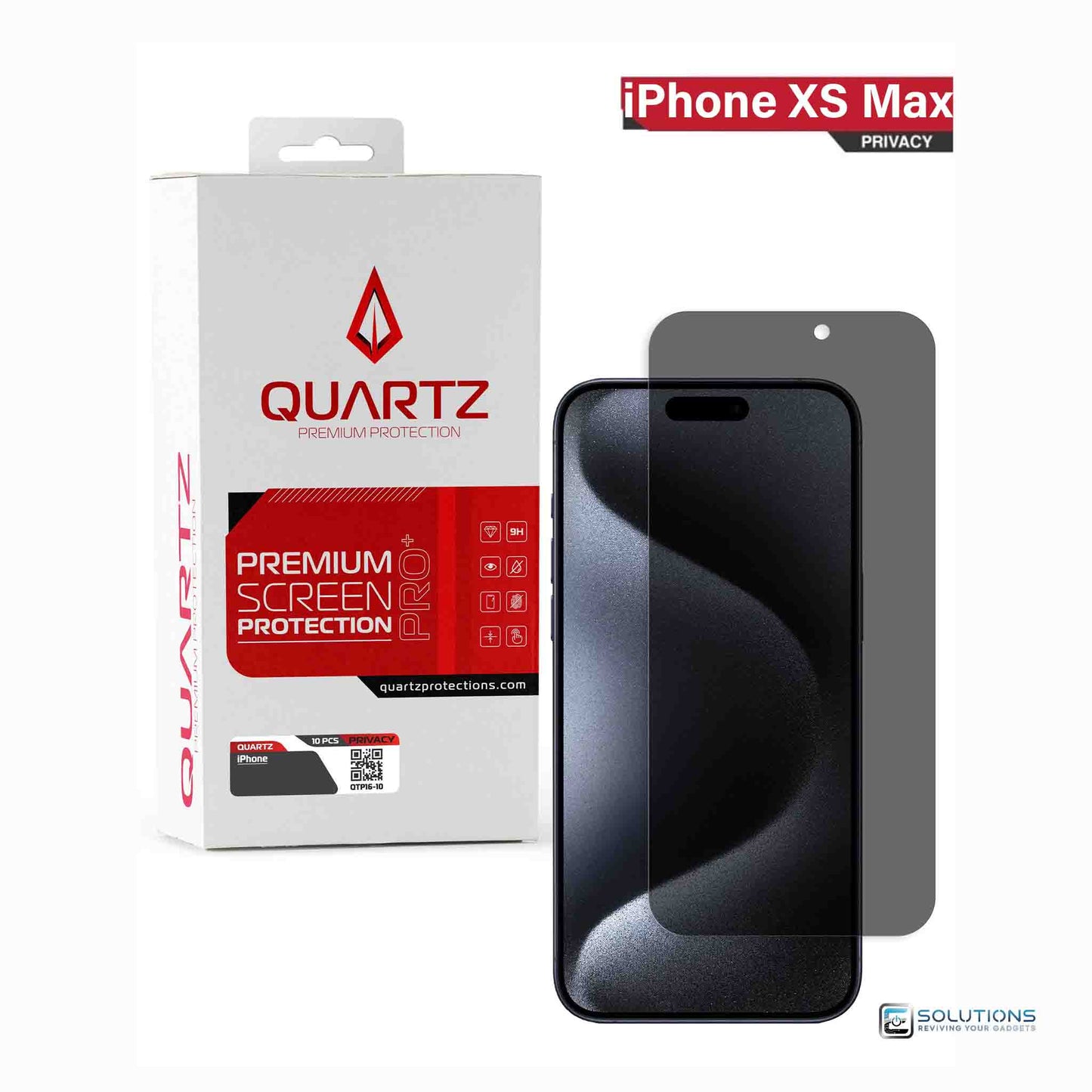 Privacy screen protector for iPhone XS Max — thin transparent glass protection.