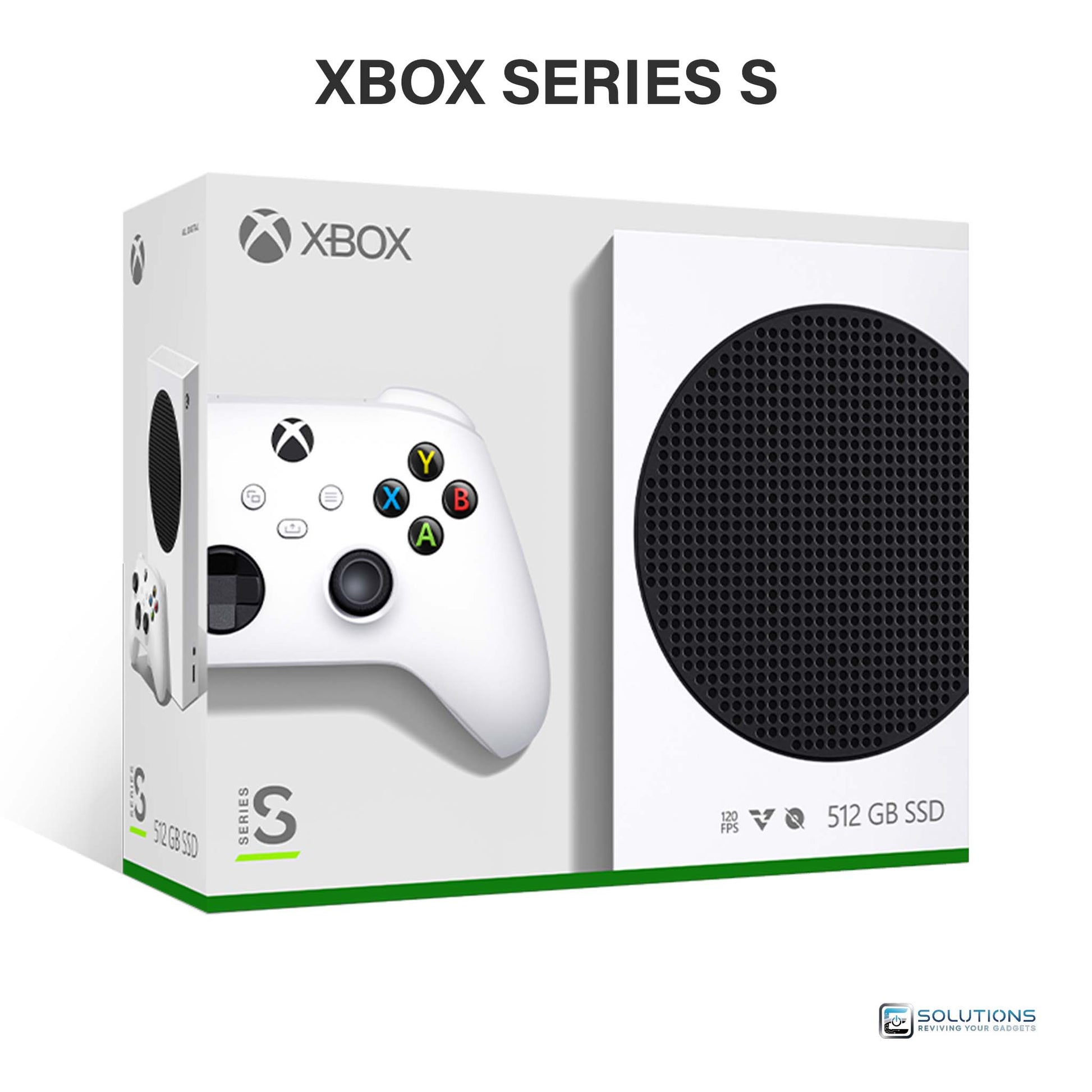 Microsoft Xbox Series S — retail packaging box for the compact all-digital console, available factory sealed in 512GB and 1TB editions for wholesale and retail